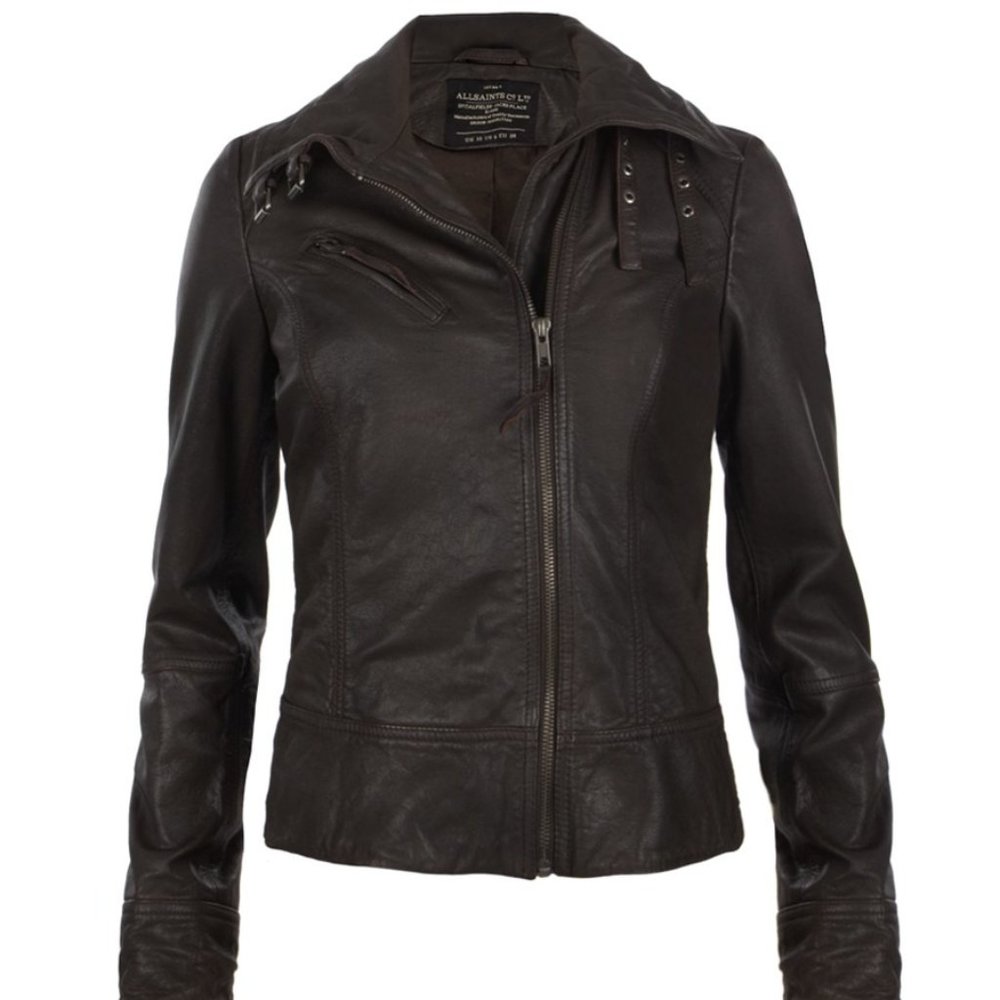 All Saints Black Real Leather Jacket
